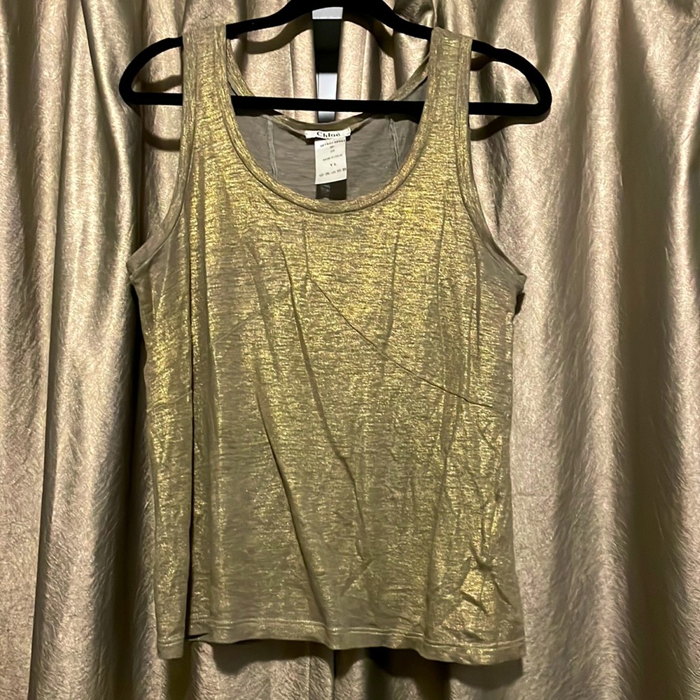 Chloé SZ L Gold Linen Tank Top